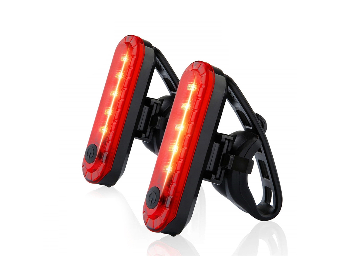 Kit com 2 luzes traseiras de LED vermelhas ultrabrilhantes recarregáveis via USB para bicicletas de montanha.