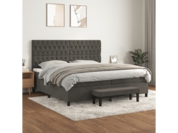 Cama Com Molas/colchão 200x200 Cm Veludo Cinzento-escuro