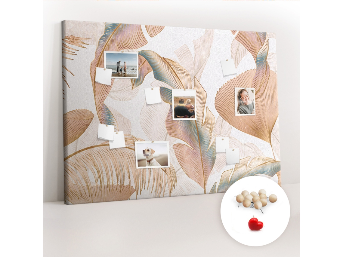 Lousa De Cortiça Padrão De Folhas Da Natureza Para A Sala De Estar Espelharte (140x100 Cm)