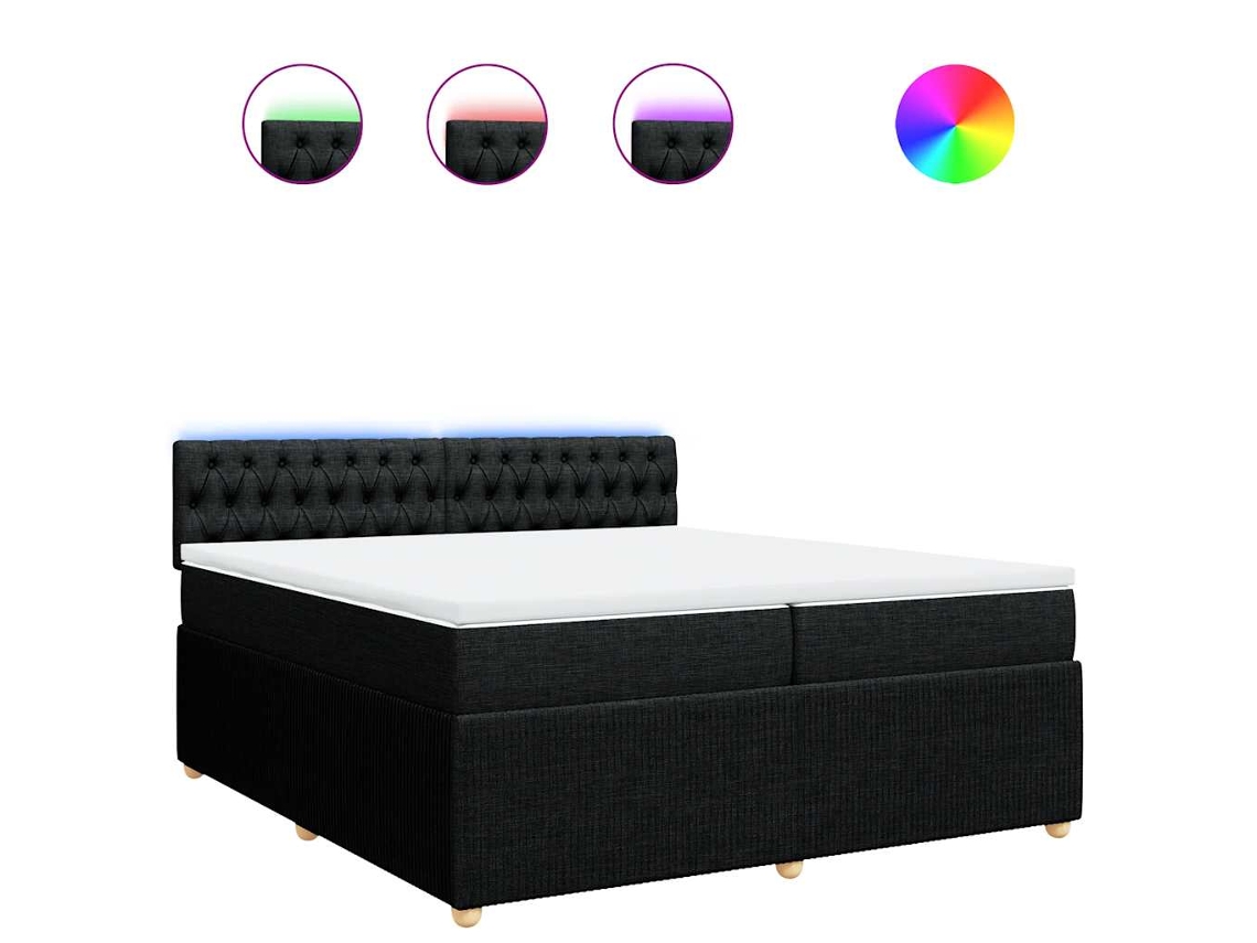 Cama com Molas/colchão 200x200 Cm Tecido Preto MAISON EXCLUSIVE