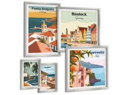 Conjunto De Pinturas Cidades Europeias Paisagens Espelharte (5 Peças)
