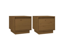 Bedside Cabinet, Bedside Cabinets Vidaxl Marrom Madeira De Pinho (n/a)