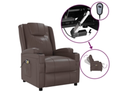 vidaXL Poltrona de Massagem elétrica Reclinável couro art. castanho