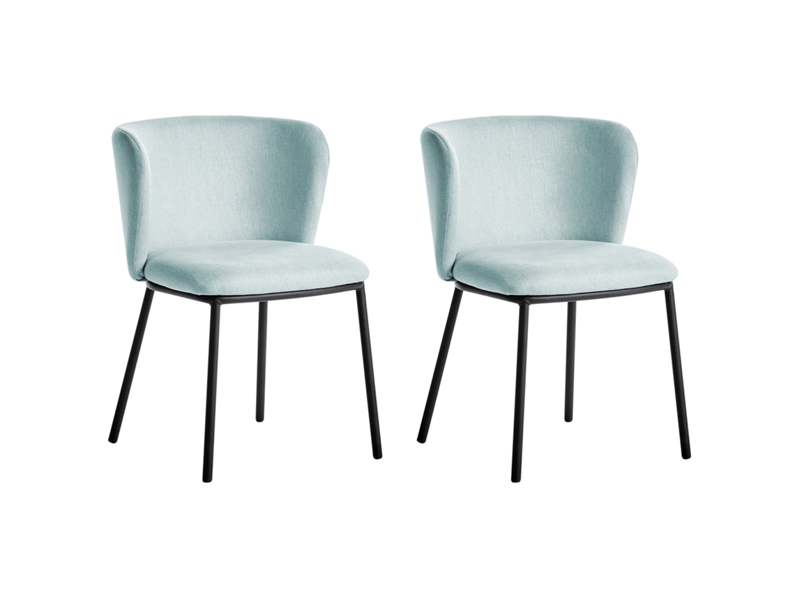 Conjunto De 2 Cadeiras De Refeição Sem Braços Beliani Mina De Tecido Azul Claro 48x52x75