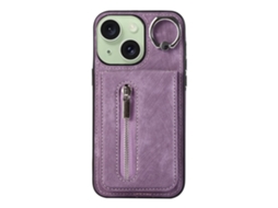 Suporte Casa Pega Para Iphone 15 Pele Sintética Roxo