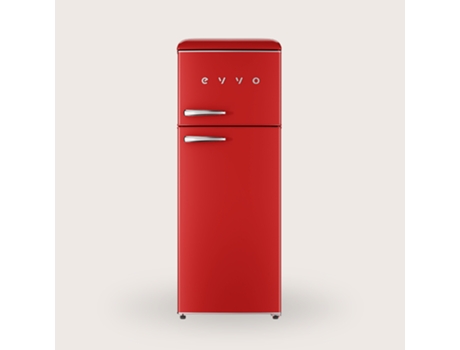 Geladeira Evvo 2 Portas F45 Retro Red, Geladeira 170 Litros, Freezer 45 Litros, Design Vintage, Gaveta Crisper Zone, Sem Gás Cfc, Silenciosa, Vermelha