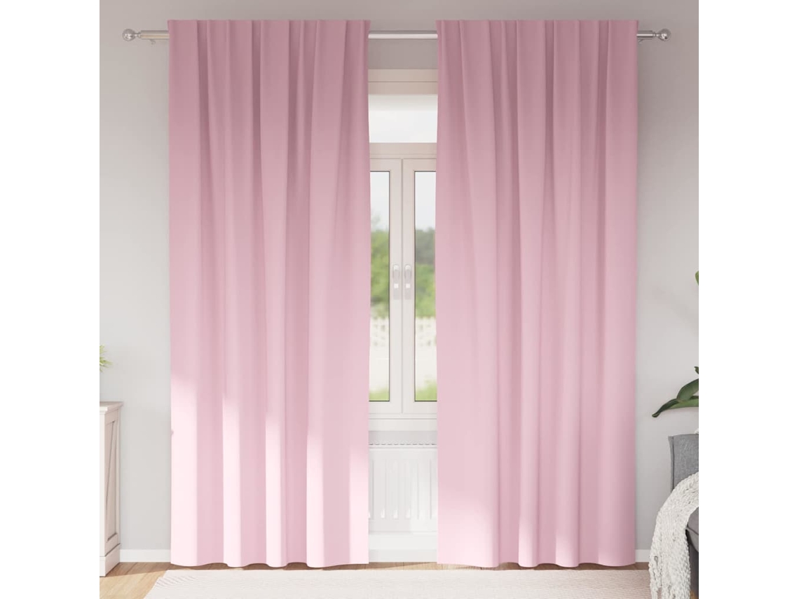 Vidaxl Cortinas Blackout Com Argolas 2 Unid. Rosa Bebé 245 X 140 Cm