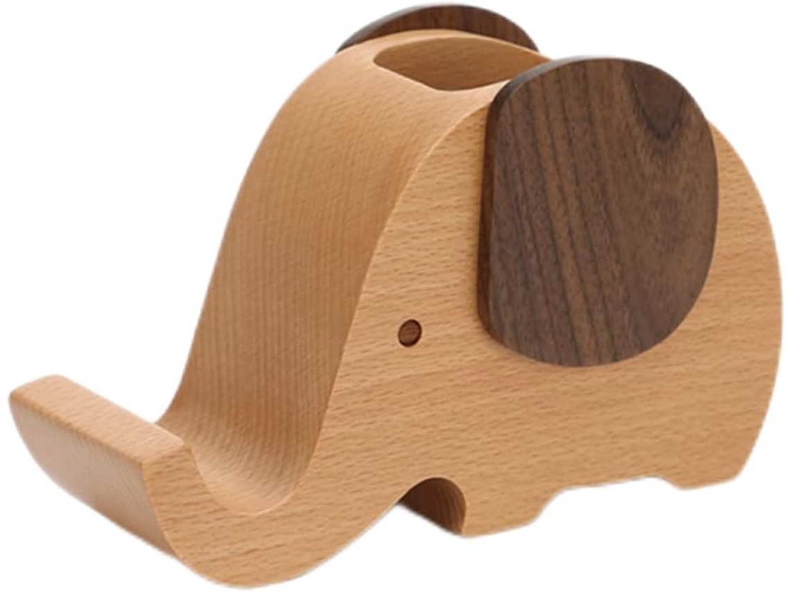 Suporte De Madeira Em Forma De Elefante Para Celular Com Porta-canetas E Porta-lápis Para Casa E Escritório.