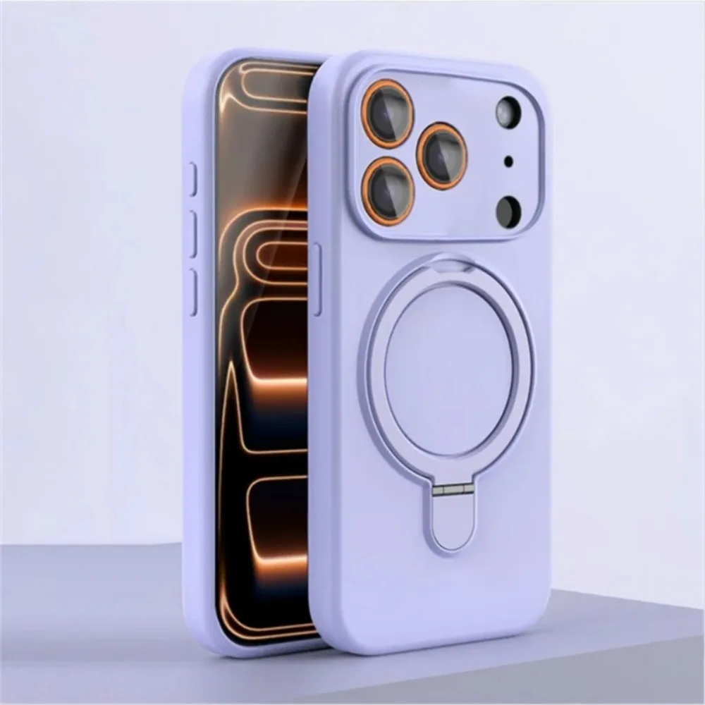 (roxo, Iphone 13 Pro Max) Capa De Celular Em Silicone Líquido Com Suporte Magnético, Resistente A Quedas E Compatível Com Carregamento Sem Fio.