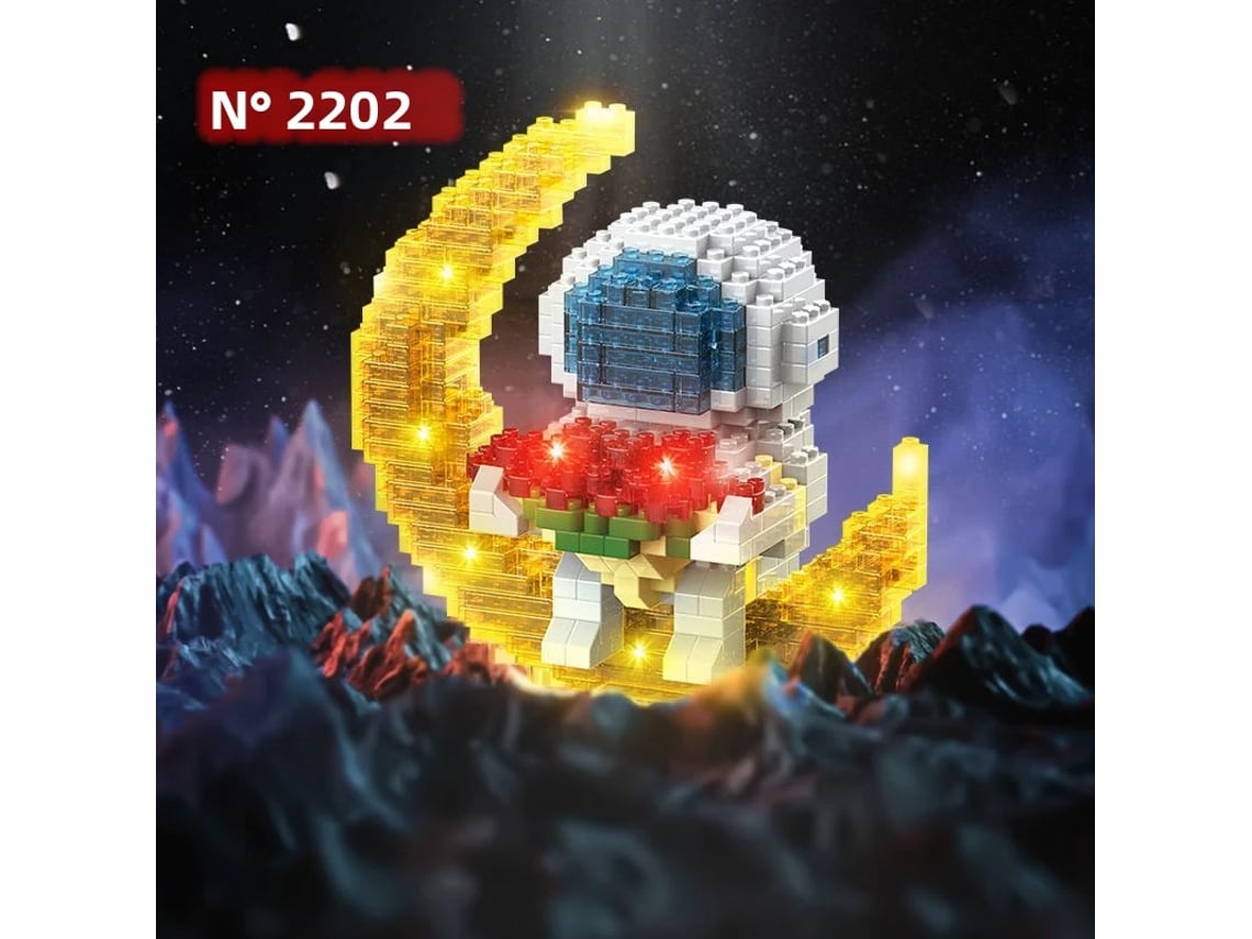 Conjunto de Brinquedo Diy Criativo com Blocos de Montar em Micropartículas: Figura de Astronauta e Luz Espacial MDUG (estilo 1)