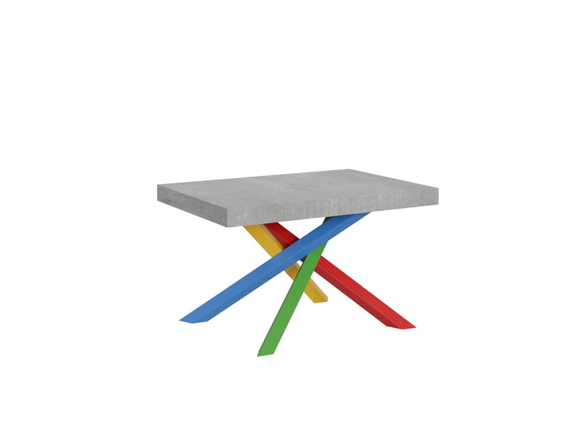 Mesa de Jantar Extensível 90X120/224 Cm Volantis Cimento Quadro 4/B