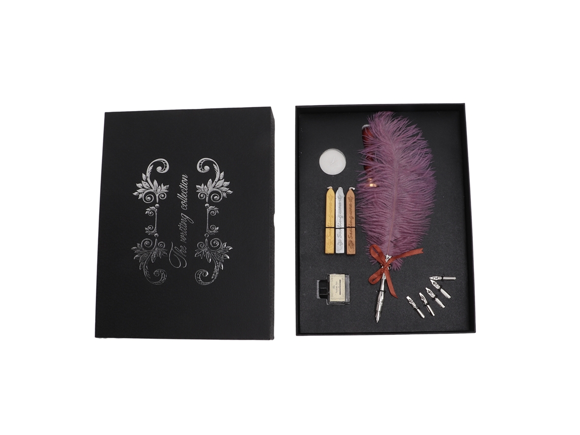 Set de Caneta Estilo Retrô de Pluma Duradera e Criativa para Escrita Fácil, Caixa de Presente para Amante, Professor e Companhia, Roxo Antigo