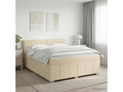 Vidaxl Cama Box Spring Com Colchão Creme 140 X 200 Cm Tecido