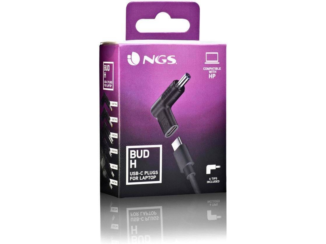 Adaptadores de energia USB-C de reposição Bud H, pacote com 6, compatíveis com laptops HP. Ngs