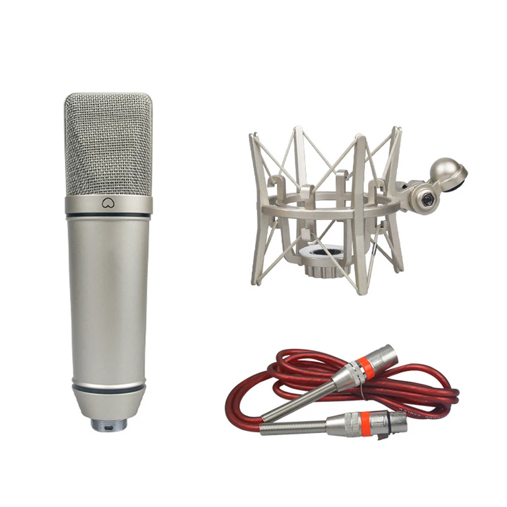 Microfone Condensador U87 MDUG de estúdio com corpo em metal (cabo de 48v)