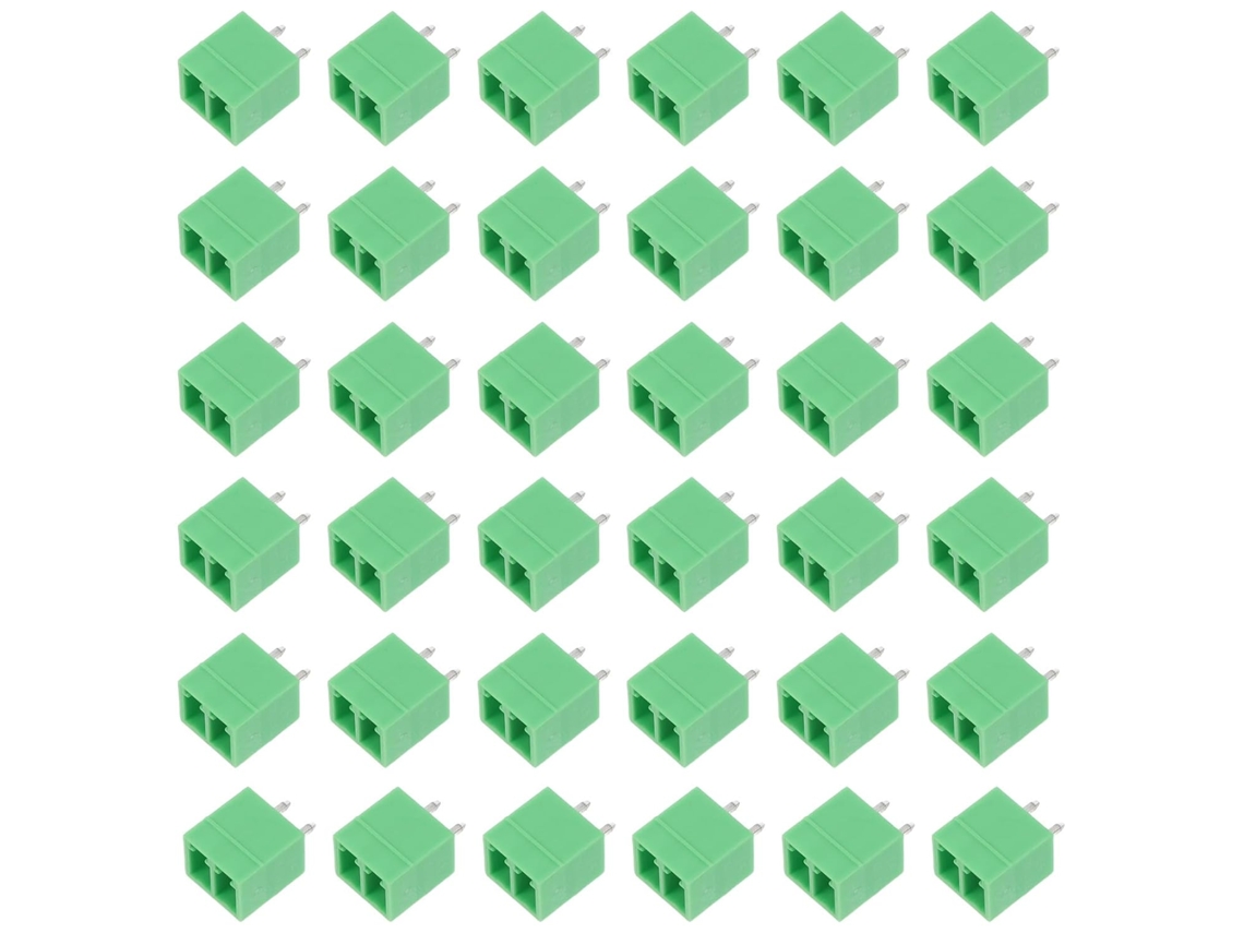 Conjunto De 50 Blocos De Terminais De Encaixe Reto Em Plástico Verde Claro.