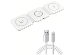 Carregador Sem Fio 3 Em 1 De 100 W (com Fio, Branco) Com Suporte Magnético E Base De Carregamento Rápido.