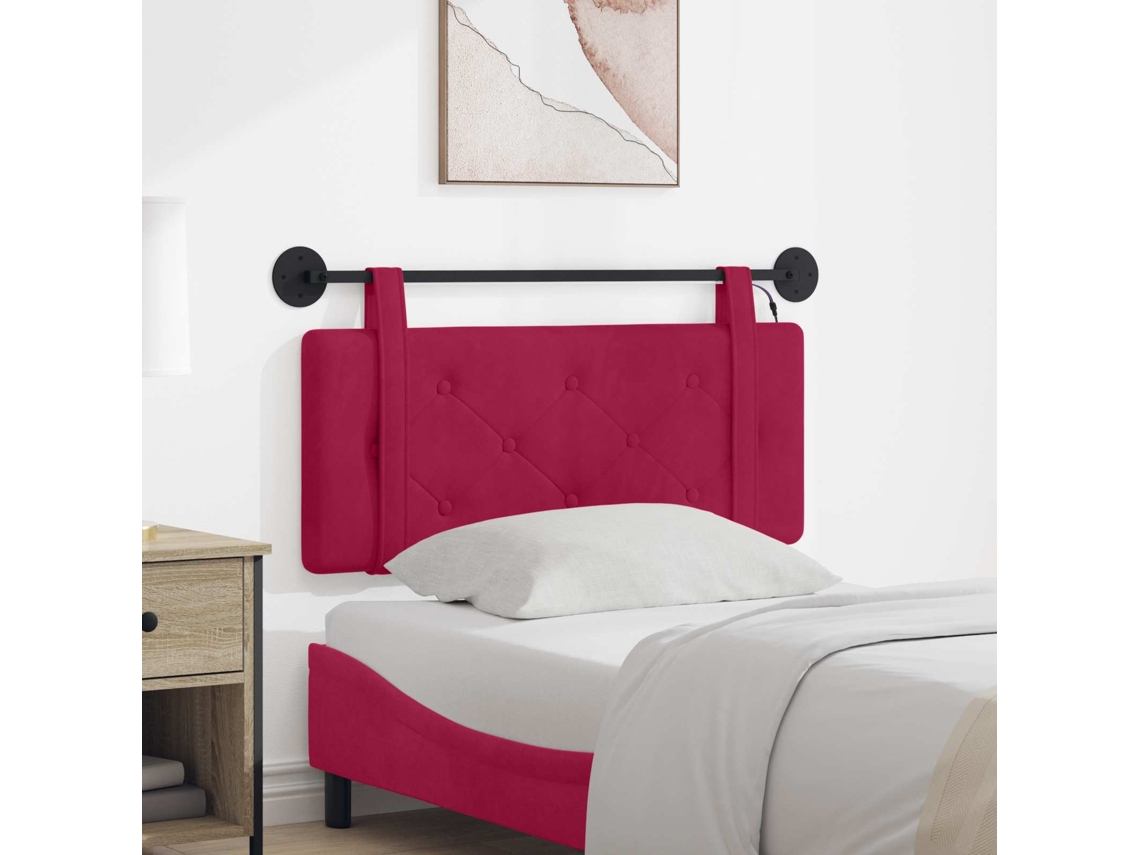 Vidaxl Cabeceira Suspensa Com Luz Led Vinho Vermelho Veludo
