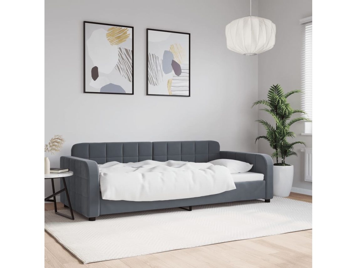 Vidaxl Sofá-cama 90x190 Cm Veludo Cinzento-escuro