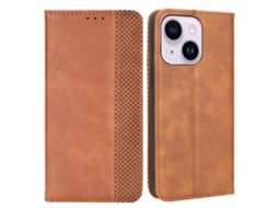 Capa Para Iphone 15 Plus Pele Sintética Anti-riscos Castanho