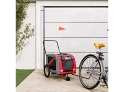 Vidaxl Reboque Bicicleta Animais Tecido Oxford/ferro Vermelho/cinzento