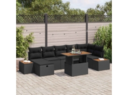Vidaxl Conjunto De Sofá De Jardim 8 Unid. Preto Vime Pe