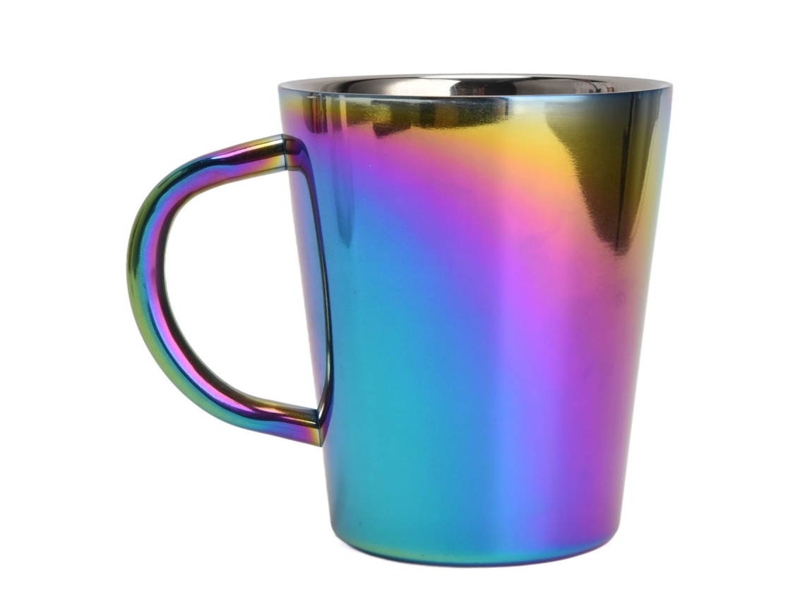 Caneca De Café Isolada Em Aço Inoxidável 300ml, Parede Dupla, Colorida, Com Alça