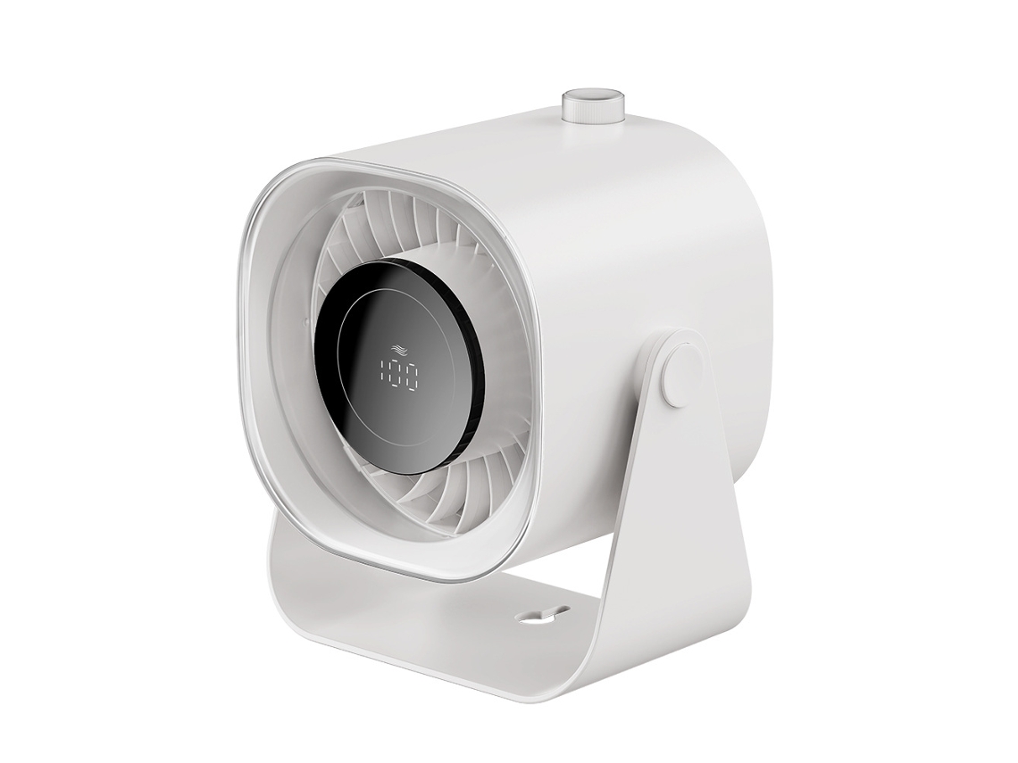Ventilador de Mesa Portátil e Silencioso 5000mah Ângulo de Inclinação Ajustável em 220° Visor Digital MDUG (branco)