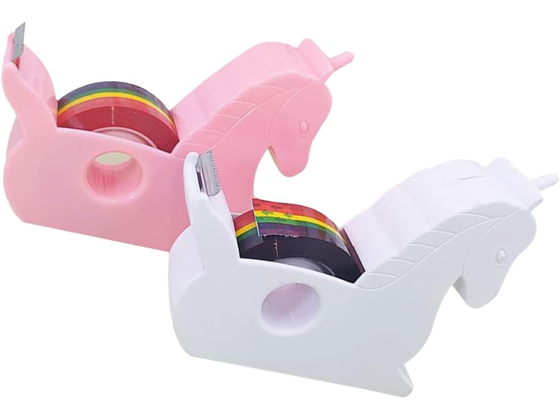 Dispensador de fita adesiva Operitacx, pacote com 2 unidades, aço inoxidável, cor aleatória adorável, bordas lisas.