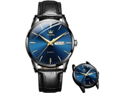 Lurelia Relógio Masculino, Movimento De Quartzo, Data/calendário, Luminoso, 39 Mm, Aço Inoxidável, Couro, Azul E Preto