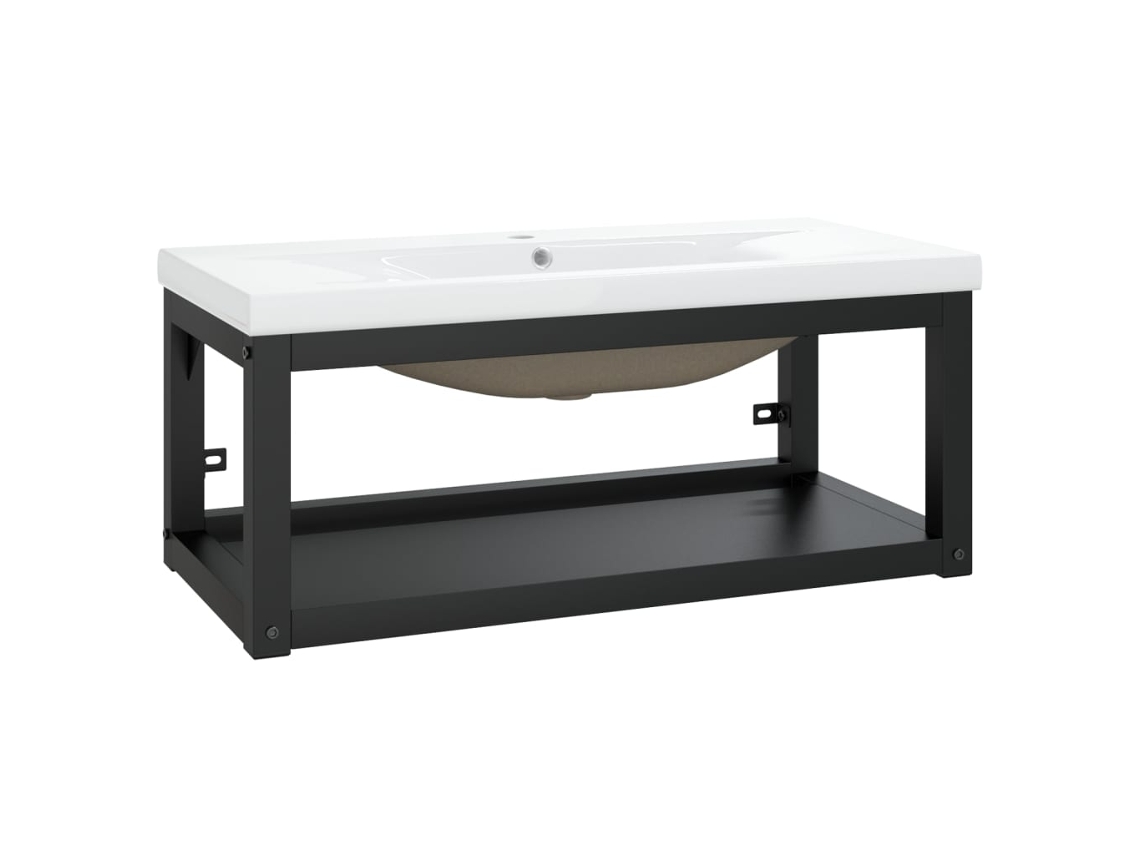 Washbasin Frame With Basin, Washbasin Frames With Basins Vidaxl Preto Ferro (79 X 38 X 31 Cm)