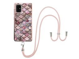 Capa Resistente A Impactos Em Tpu Imd Com Padrão Eletrogalvanizado Para Samsung Galaxy A71/a715, Com Cordão Para Pescoço.