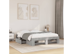 Estrutura De Cama 135x190 Cm Derivados De Madeira Cinza Cimento