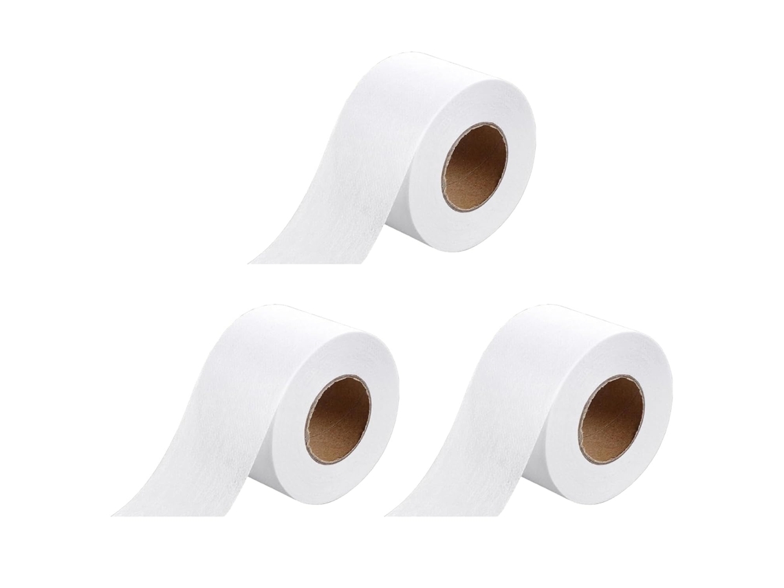 Pacote com 3 rolos de tecido termocolante para 30 jardas (aproximadamente 27,4 metros), ideal para costura doméstica.