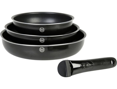 Conjunto de 3 Frigideiras em Alumínio Prensado Ø20/24/28Cm Pega Removível. Todas As Fontes de Calor Incluindo Indução SITRAM