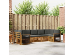 Vidaxl Conjunto De Sofás Para Exterior 7 Unid. Natural E Antracite