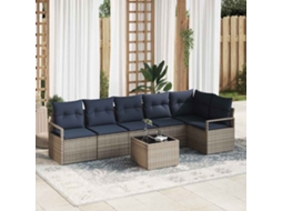Vidaxl Conjunto De Sofás 7 Unid. Cinzeto Vime Pe