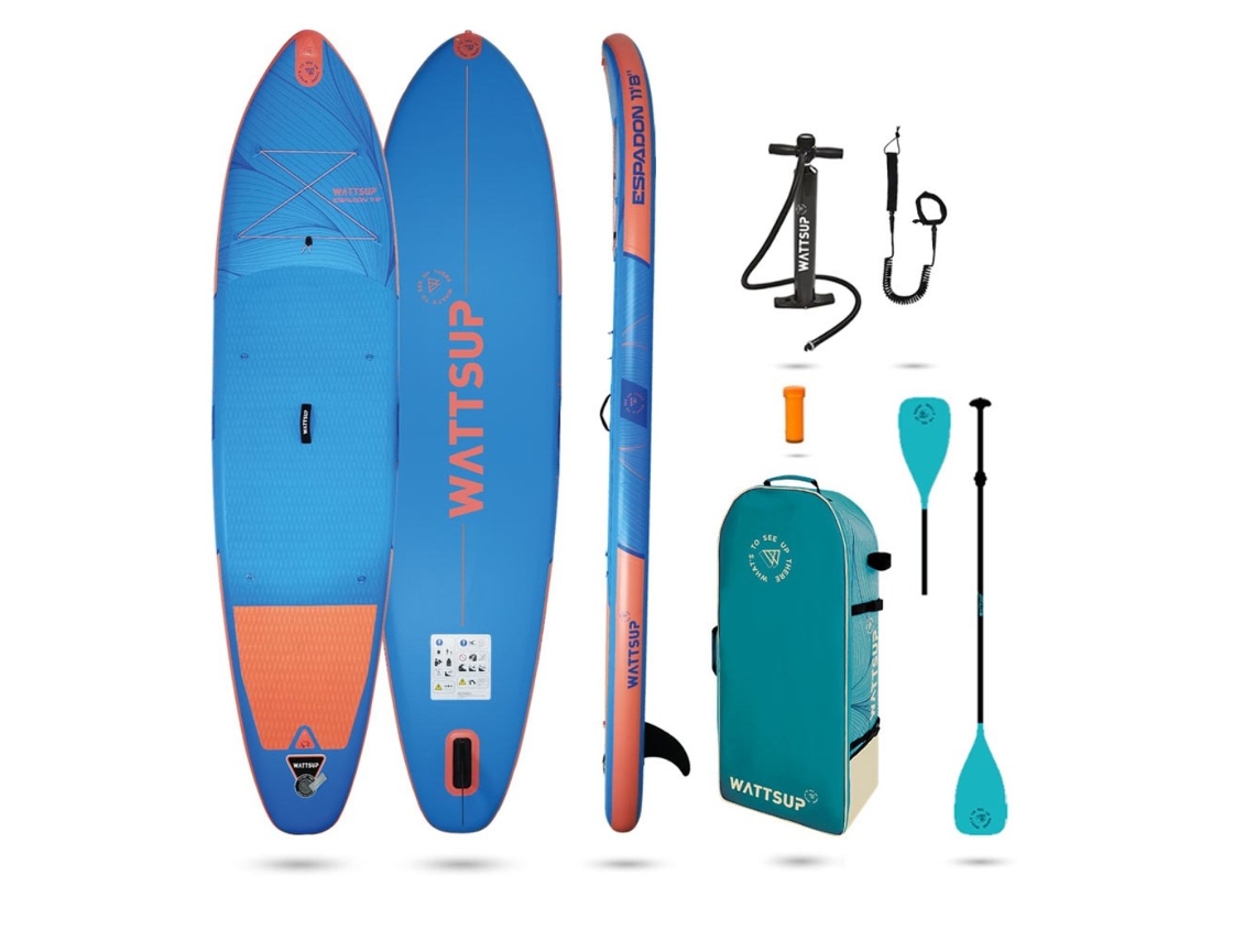 Sup Insuflatável Wattsup Espadon 11'8 - 355x86x15cm Dropstitch - Inclui Remo, Leash, Bomba e Bolsa de Transporte