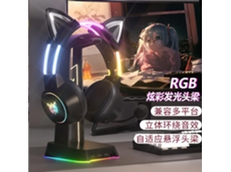Fone De Ouvido Gamer X15pro Rgb Com Orelhas De Gato E Cabo Adaptador Ushion (preto)