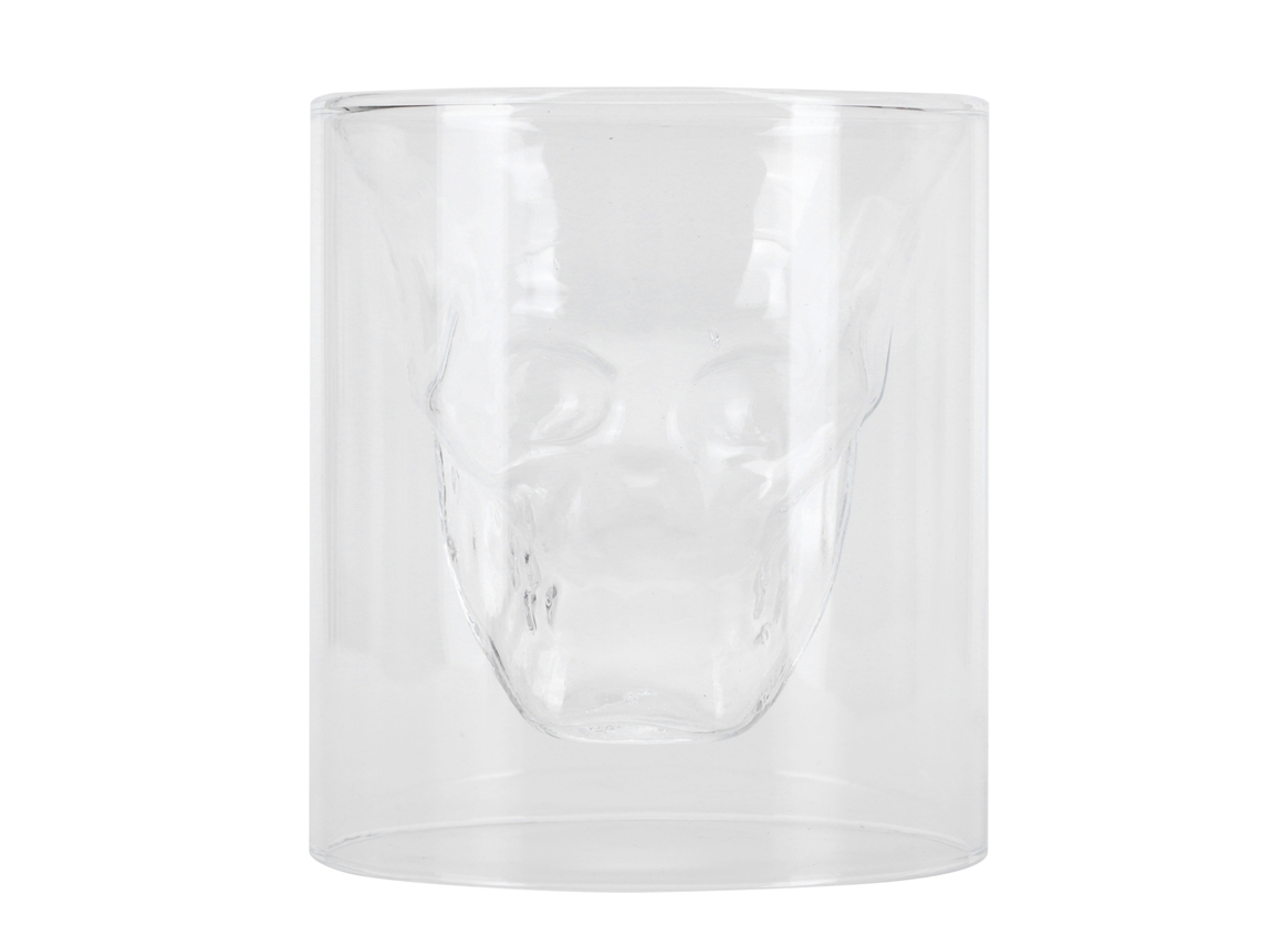 Caneca de Vidro Dupla Camada Caveira para Vinho e Cerveja LAXISCREED