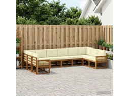 Vidaxl Conjunto De Sofás Para Exterior 10 Pcs Natural E Creme