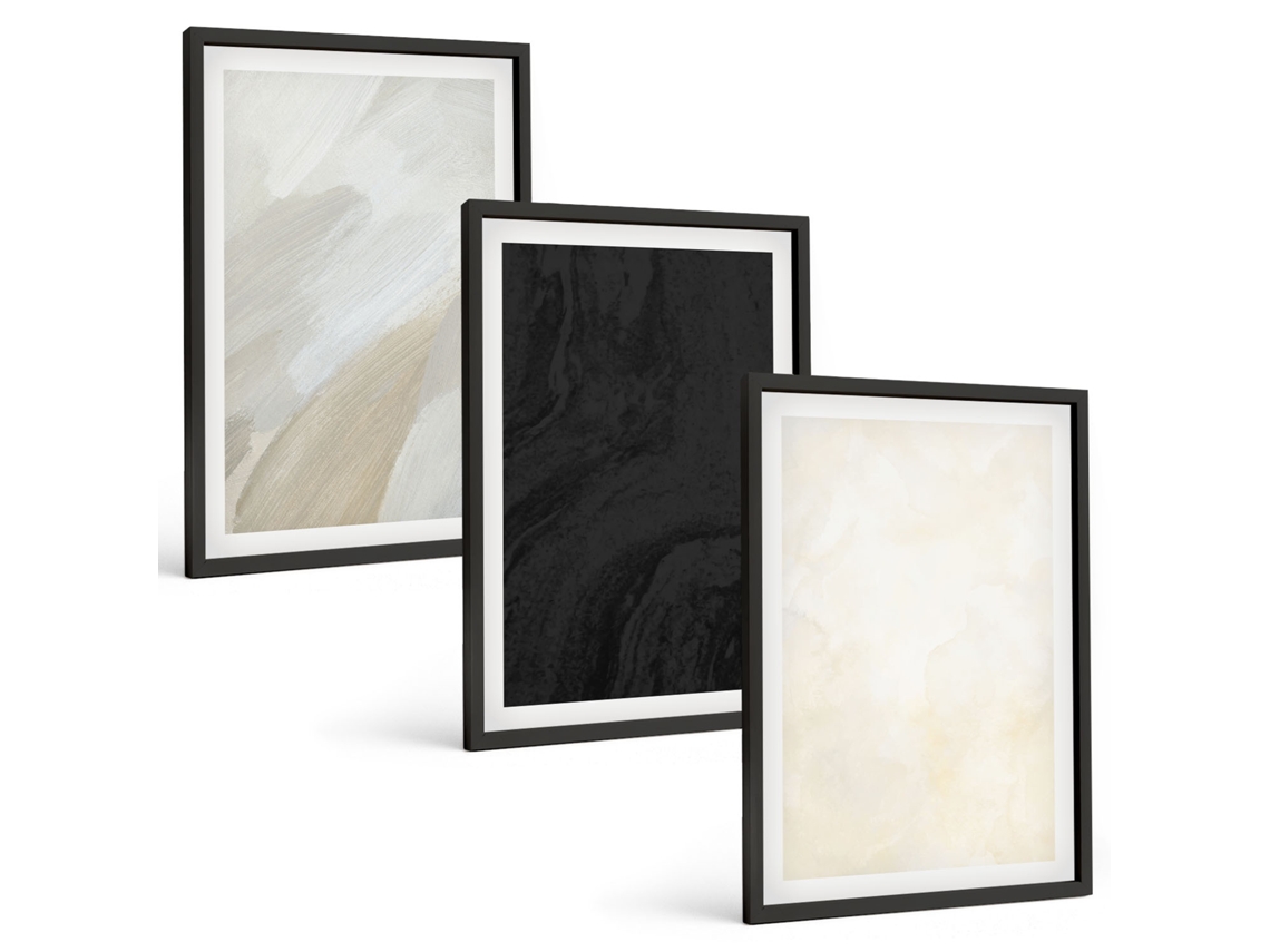 Conjunto De Pinturas Estruturas, Tons, Minimalismo Espelharte (3 Peças 40x60 Cm)