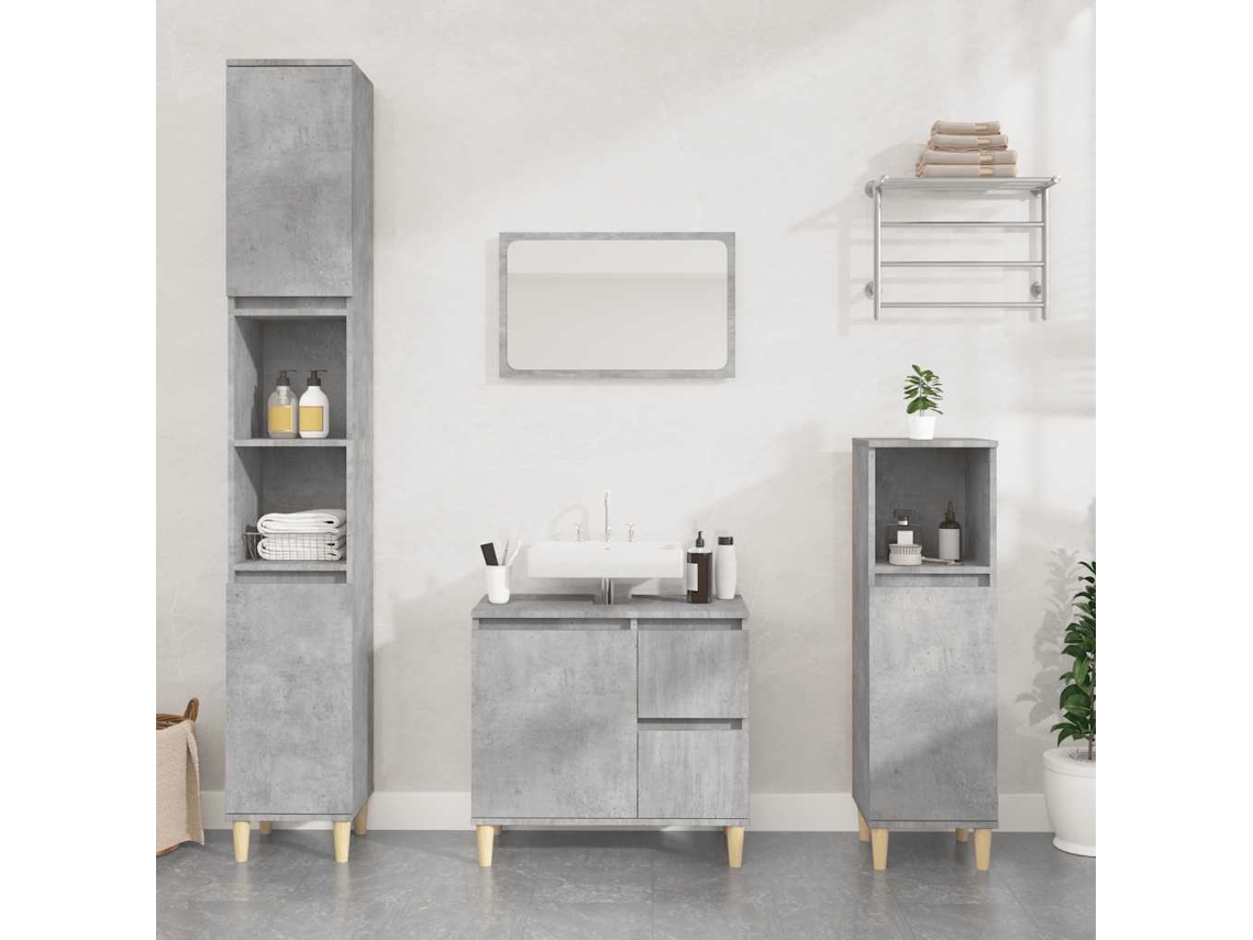 Vidaxl Armário Wc 65x33x60 Cm Derivados De Madeira Cinzento Cimento