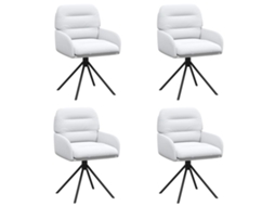 Conjunto 4 Cadeira De Jantar Giratória Vidaxl Branco Couro Sintético (59 X 59,5 X 90 Cm)