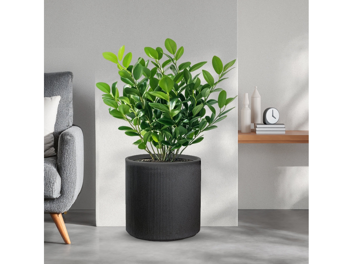 Vaso Cilíndrico Redondo De Resina Para Plantas De Interior E Exterior, Modigliani Grey, 36x35 Cm