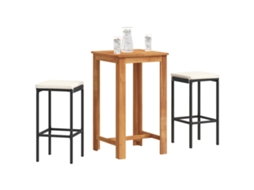 Vidaxl 3 Pcs Conjunto De Bar Para Jardim Acácia Maciça/vime Pe Preto