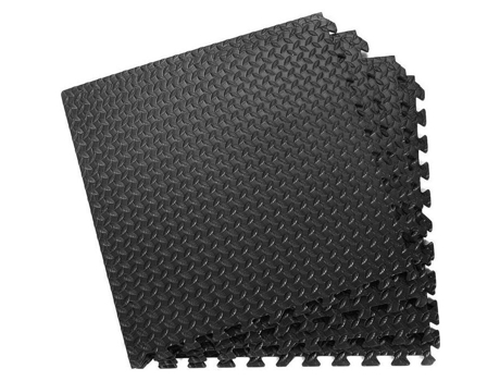 Conjunto de Tapetes de Proteção de Piso GOPLUS com 12 Ladrilhos Espuma Eva 60 X 60 X 1,2 Cm Preto