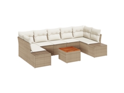 Conjunto 8 Conjunto De Sofás Para Exterior Vidaxl Bege Vime Pe (289 X 154 X 69 Cm)
