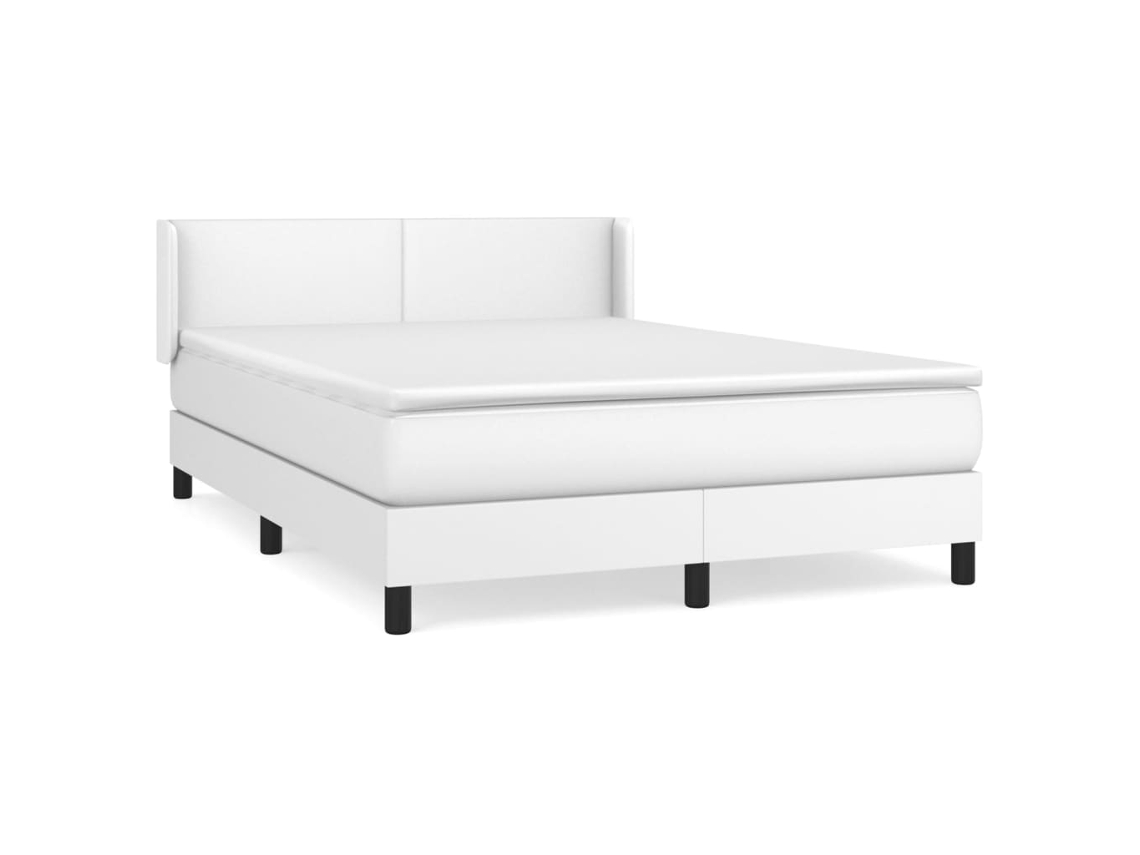 Cama com Molas Couro Artificial Branco MAISON EXCLUSIVE 140x190 cm