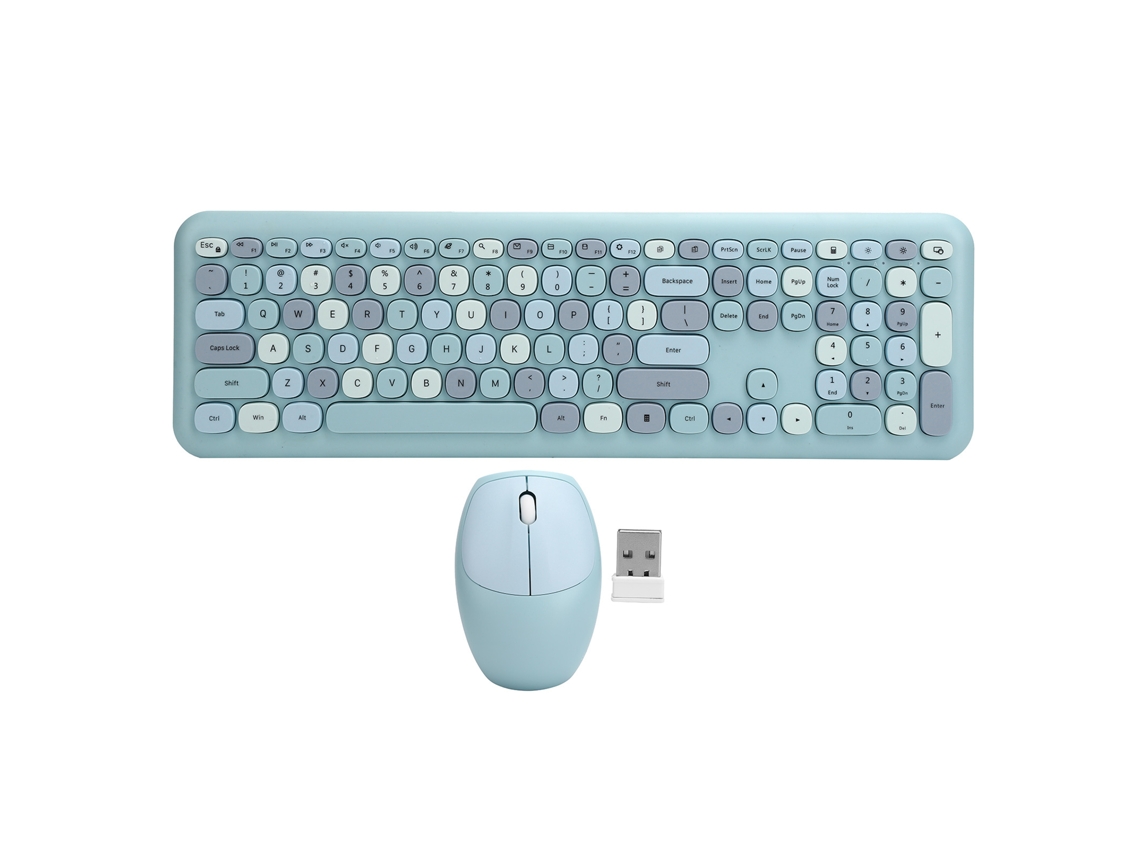 Conjunto De Teclado E Mouse Sem Fio 2.4g Azul